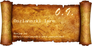 Oszlanszki Imre névjegykártya